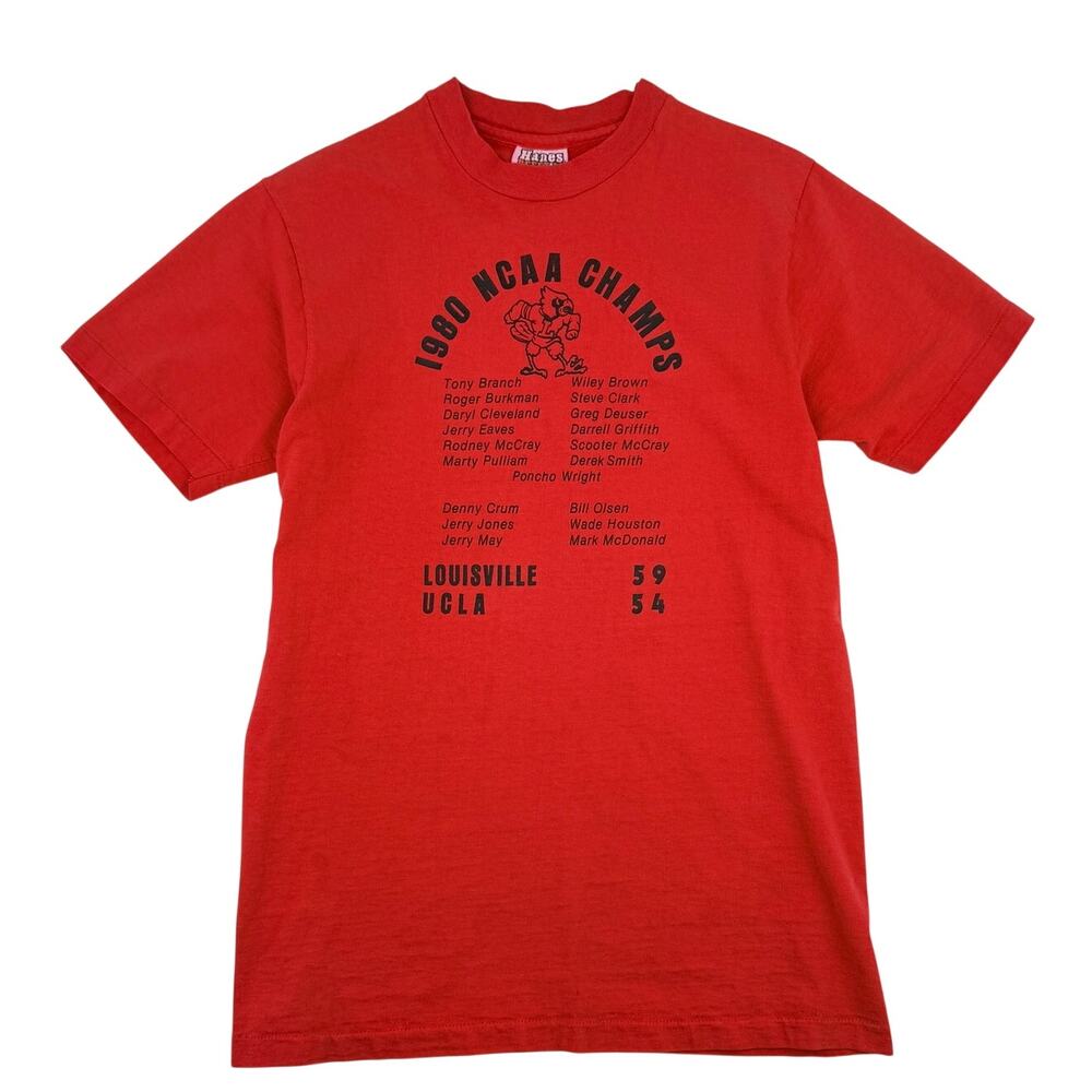 Vtg 1980 NCAA Champs Louisville Cardinals T Shirt Hanes Beefy-T Single Stitch